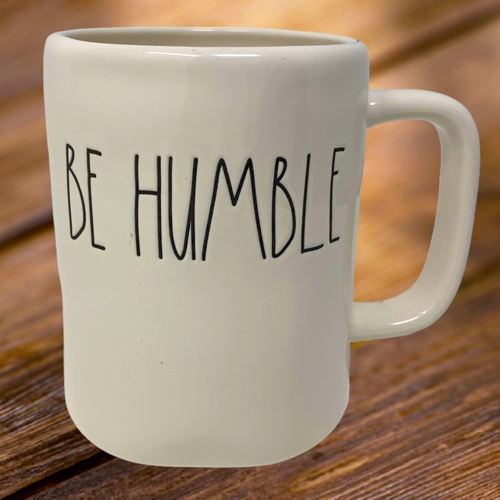 Rae Dunn Be Humble Mug White Black Lettering